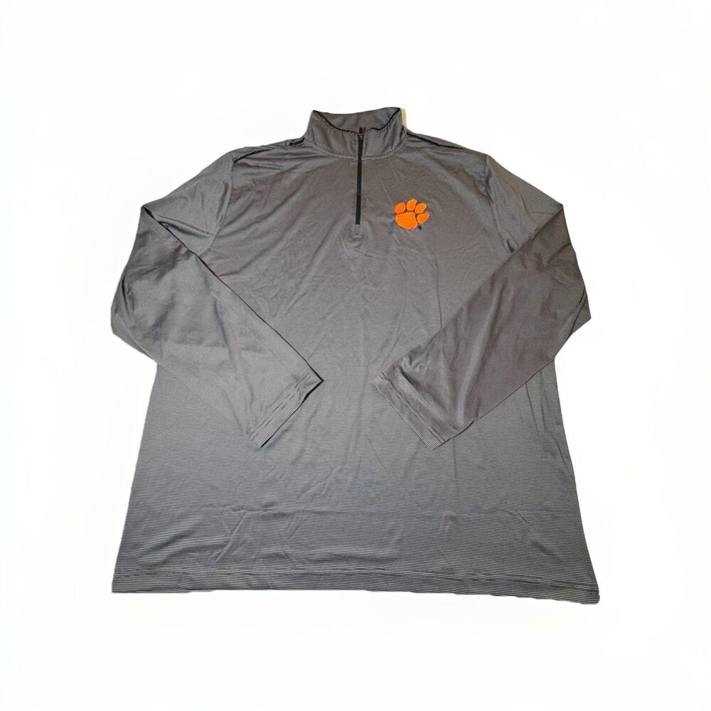 Colosseum Clemson Tigers Quarter Zip Pullover Men’s XXL Gray Striped